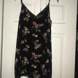 Multi-color floral V-neck mini dress